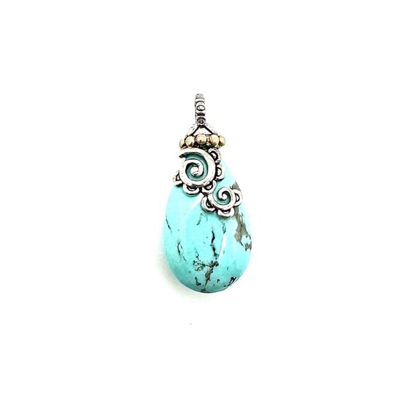 Barbara Bixby Designer 925 Sterling Silver Turquoise Drop Pendant Charm - Picture 2 of 4